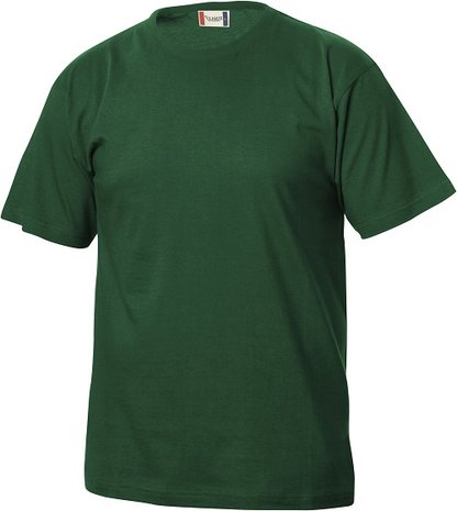 Gezond eten Ga wandelen Stal DONKER GROEN Basic T-shirt BEDRUKKEN met Logo of Tekst in 1 kleur -  WerkkledingEde.nl