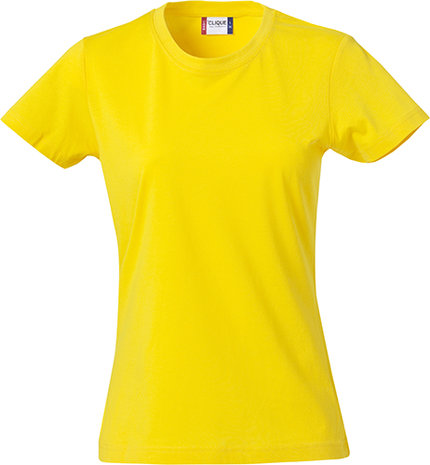 GEEL Basic Dames T-shirt BEDRUKKEN met Logo of Tekst in 1 kleur WerkkledingEde.nl