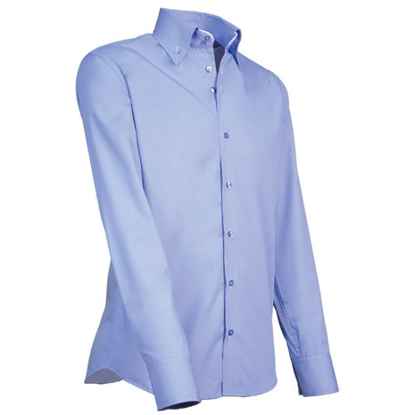 Capraro 915 LICHTBLAUW Heren Overhemd  met accent kleur