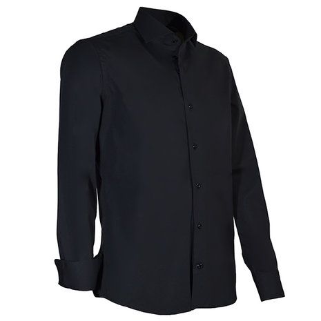 Capraro 936 STRETCH Heren Overhemd zwart