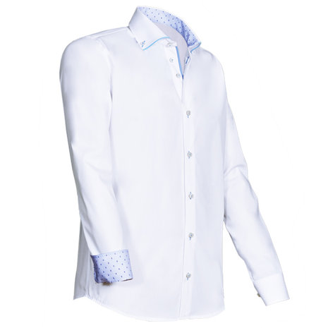 Capraro 923 Heren Overhemd met accentkleur lichtblauw
