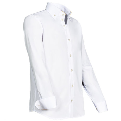 Capraro 932 wit Heren Overhemd met een accentkleur
