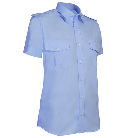 Capraro 951 Heren Piloten Overhemd korte mouwen blauw